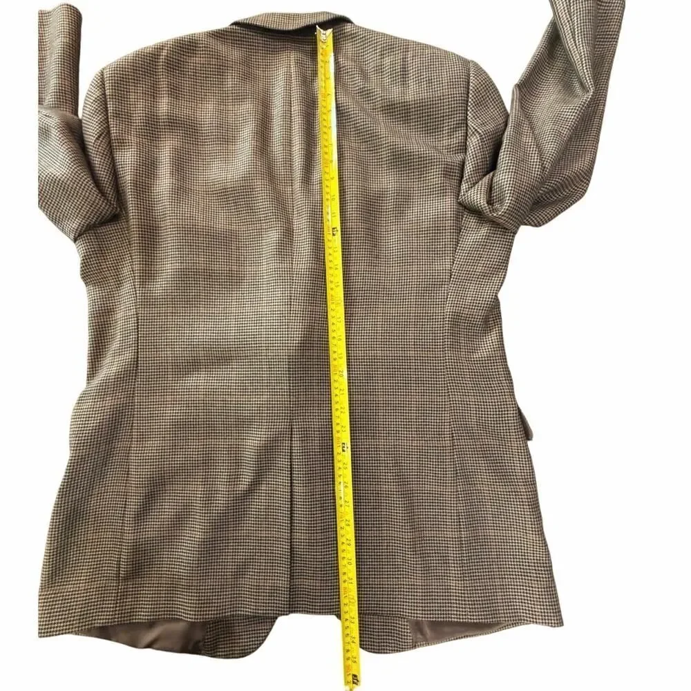 Jos. A. Bank Signature Blazer 48L Silk Camel Hair Sport Coat Brown Houndstooth